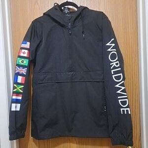 NWOT HUF Regional Flag Tour Zip Rain Hooded Jacket/ Anorak Sm